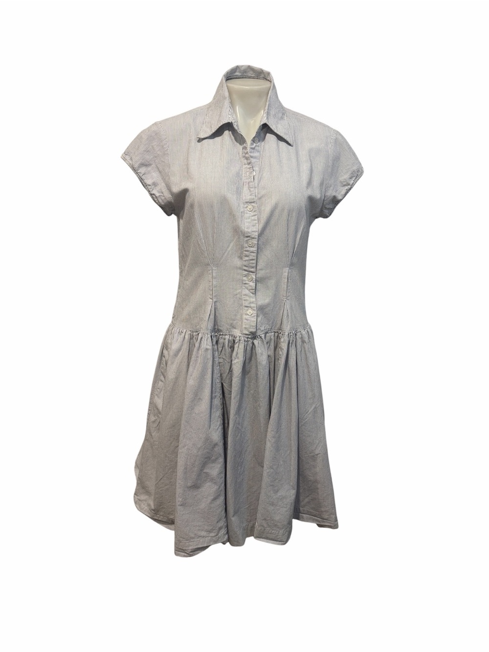 Norma Kamali stripe short sleeve cotton shirt dress size large